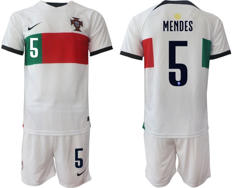 Men 2022 World Cup National Team Portugal away white 5 Soccer Jerseys